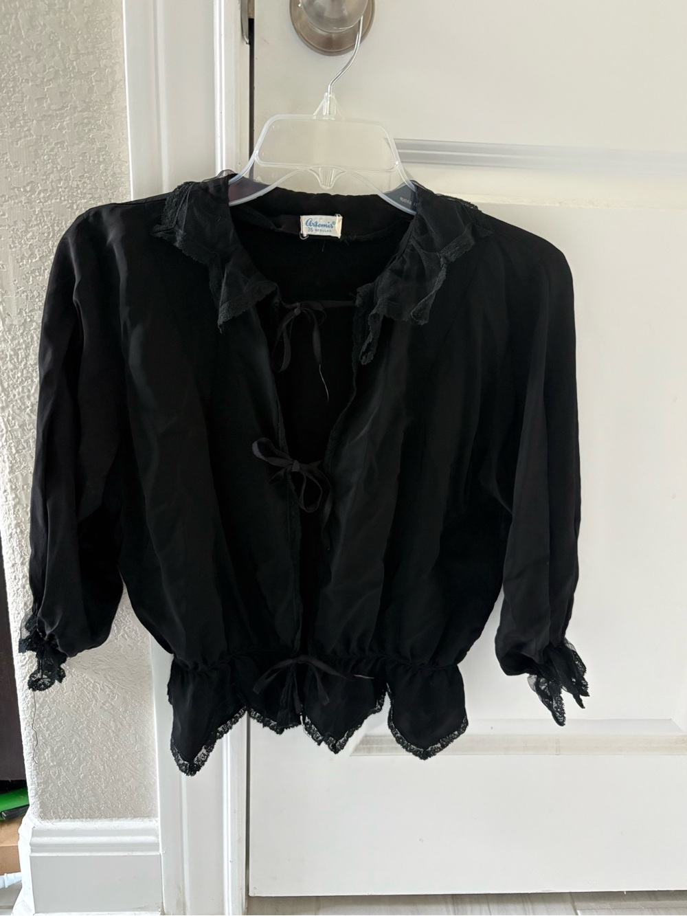 Vintage Black Lace Trim Women's Top